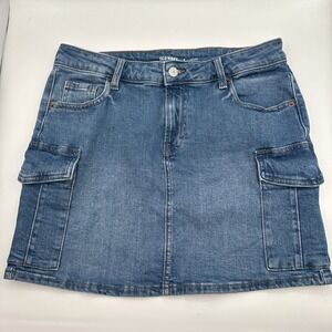 Old Navy Skirt Womens 2 Blue Denim Utility Stretch Side Pocket Cargo Jean